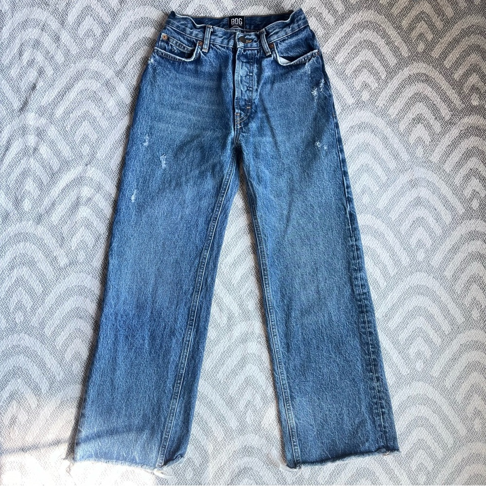 BDG // URBAN OUTFITTERS Vintage Wide Leg High Rise Button Fly Blue Jeans 24